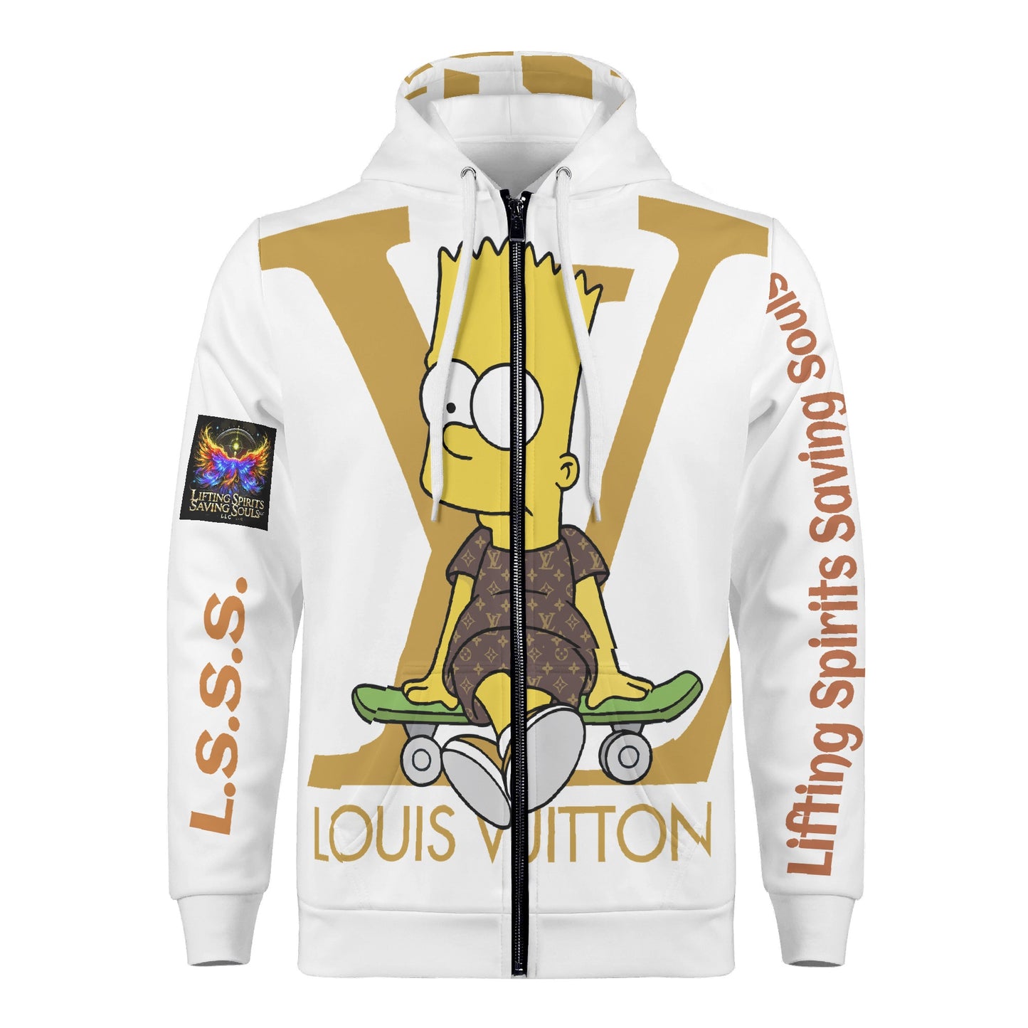 Mens All Over Print Classic Zip Up Hoodie Warm Jacket