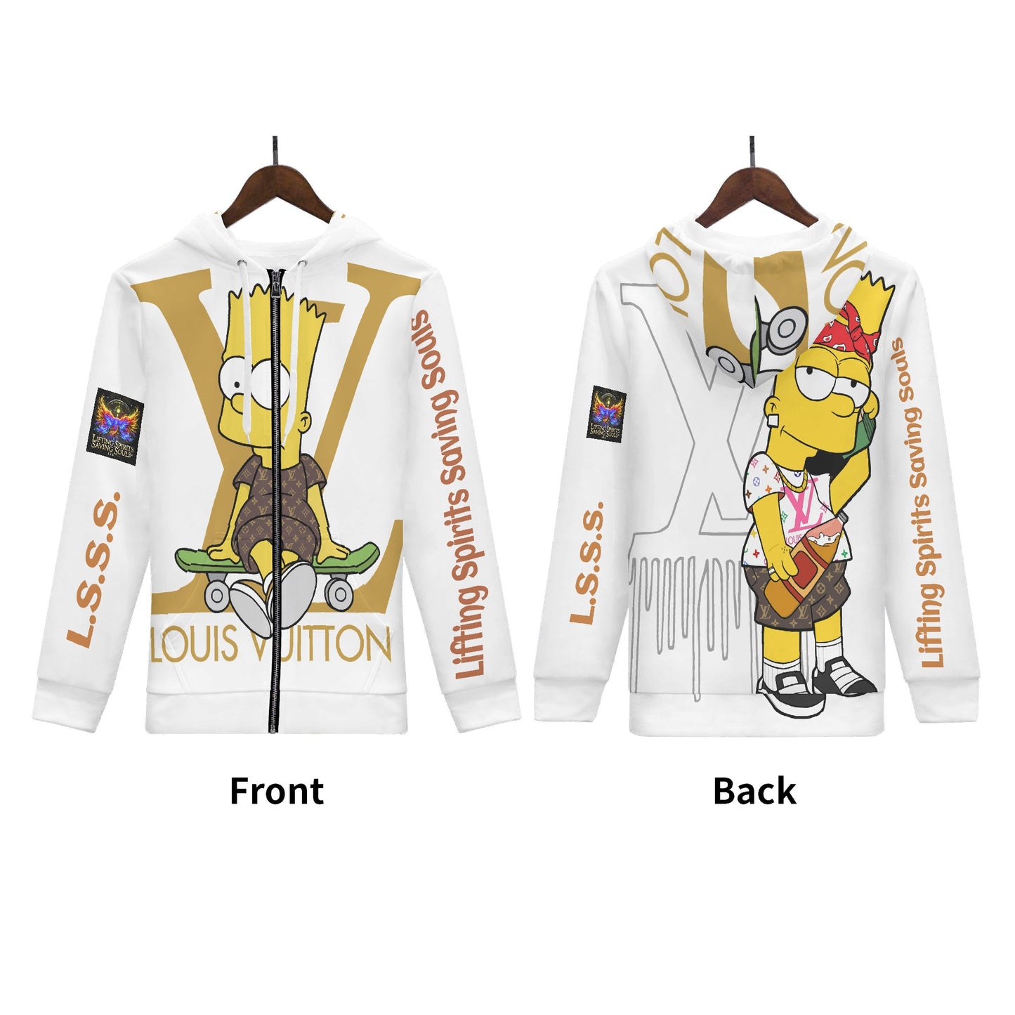 Mens All Over Print Classic Zip Up Hoodie Warm Jacket
