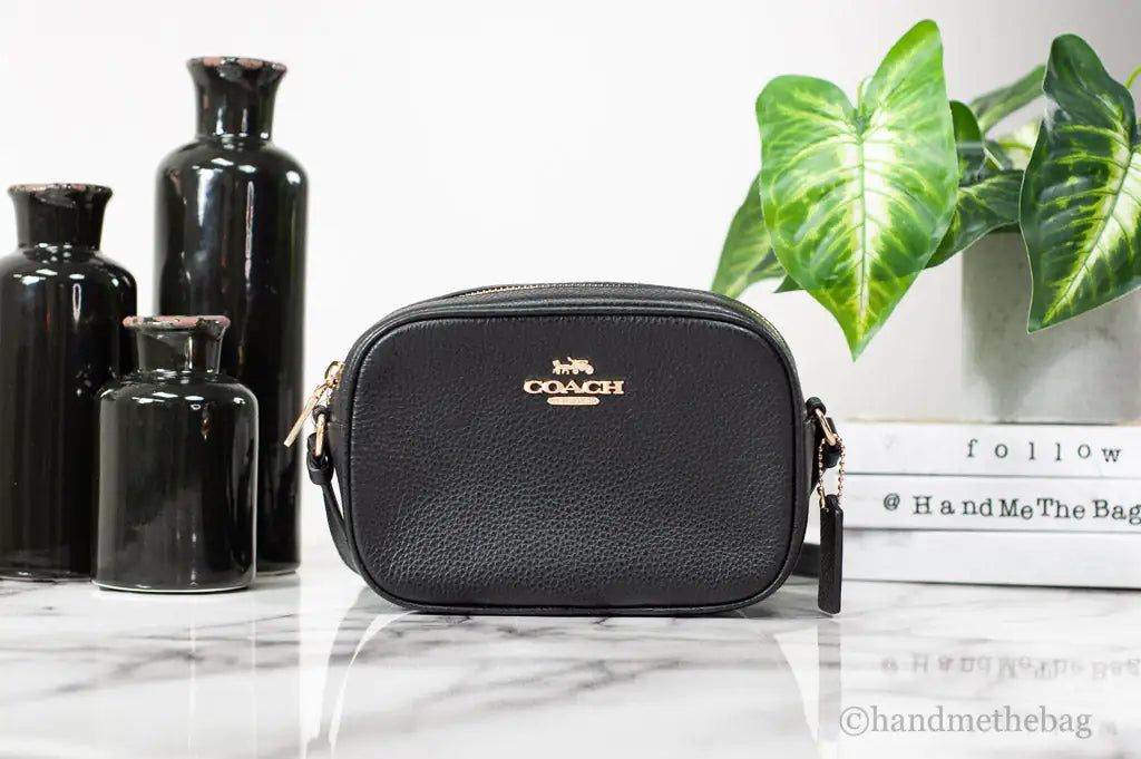 Coach (CA069) Jamie Mini Black Pebbled Leather Camera Crossbody Handbag