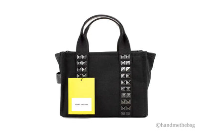 Marc Jacobs The Studded Mini Tote Black Cotton Canvas Crossbody Handbag Purse