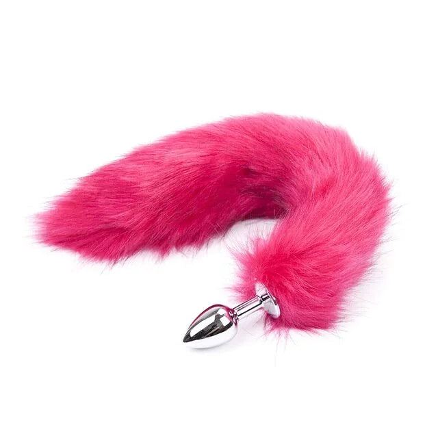 False Fox Tail With Metal Anal-Butt Plug Buttplug Cosplay Game Toy Games Romance