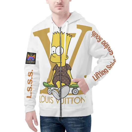 Mens All Over Print Classic Zip Up Hoodie Warm Jacket