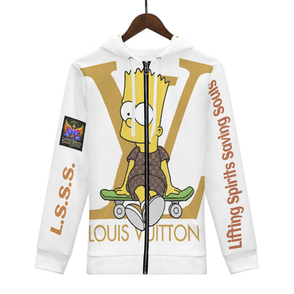 Mens All Over Print Classic Zip Up Hoodie Warm Jacket