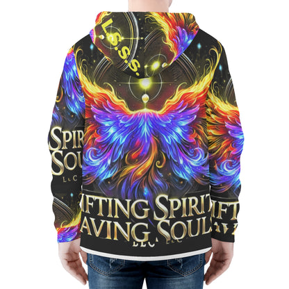 Mens All Over Print Classic Zip Up Hoodie Warm Jacket