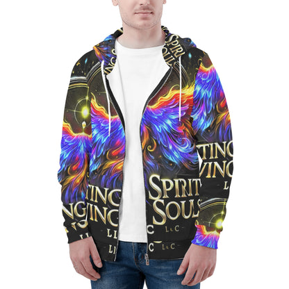 Mens All Over Print Classic Zip Up Hoodie Warm Jacket
