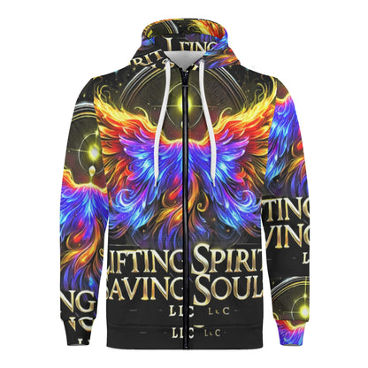 Mens All Over Print Classic Zip Up Hoodie Warm Jacket
