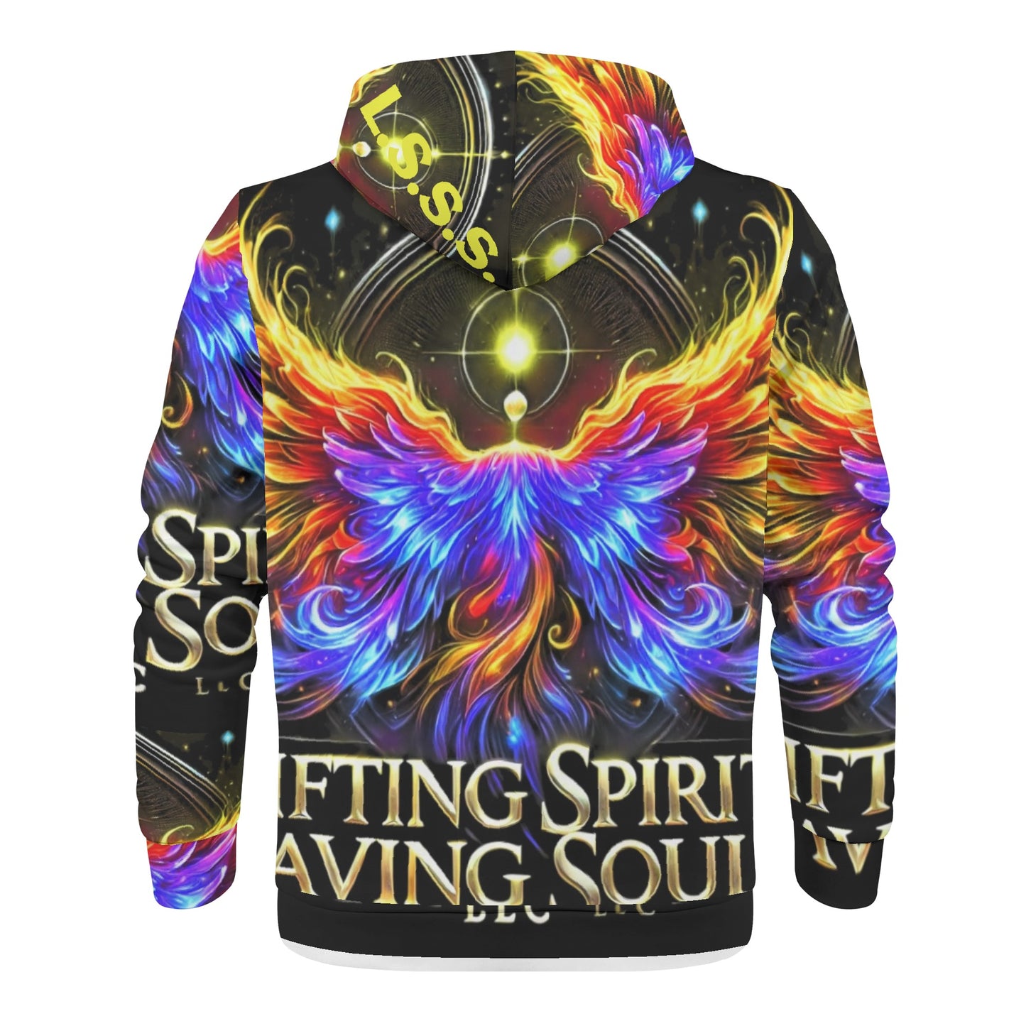 Mens All Over Print Classic Zip Up Hoodie Warm Jacket