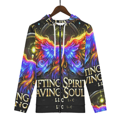 Mens All Over Print Classic Zip Up Hoodie Warm Jacket