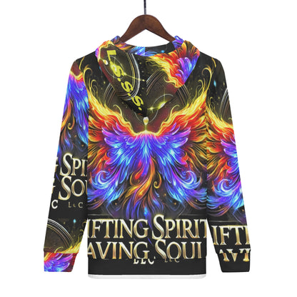 Mens All Over Print Classic Zip Up Hoodie Warm Jacket