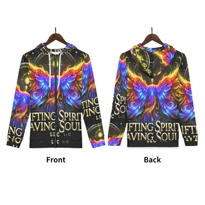 Mens All Over Print Classic Zip Up Hoodie Warm Jacket