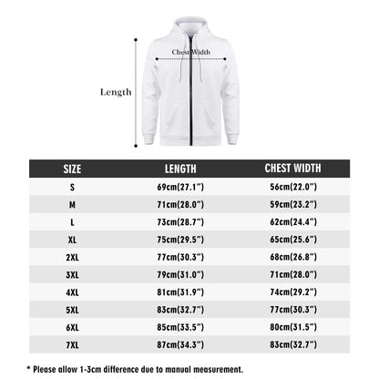 Mens All Over Print Classic Zip Up Hoodie Warm Jacket