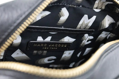 Marc Jacobs Flash Black Smooth Leather Logo Embossed Camera Crossbody Handbag