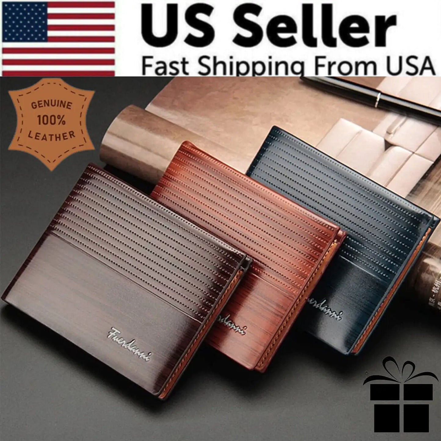 Men's Bifold Leather Credit ID Card Holder Wallet Billfold Purse Clutch Billfold