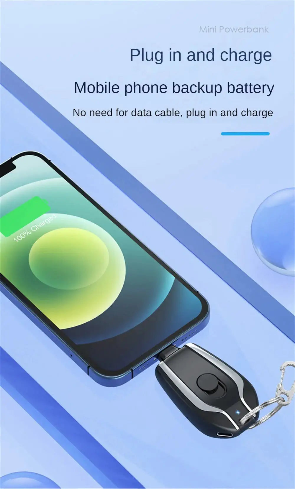 Emergency Charging Treasure Key Chain