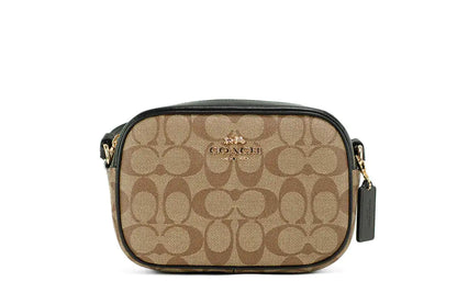 Coach (C9926) Jamie Mini Khaki Black Coated Canvas Camera Crossbody Handbag