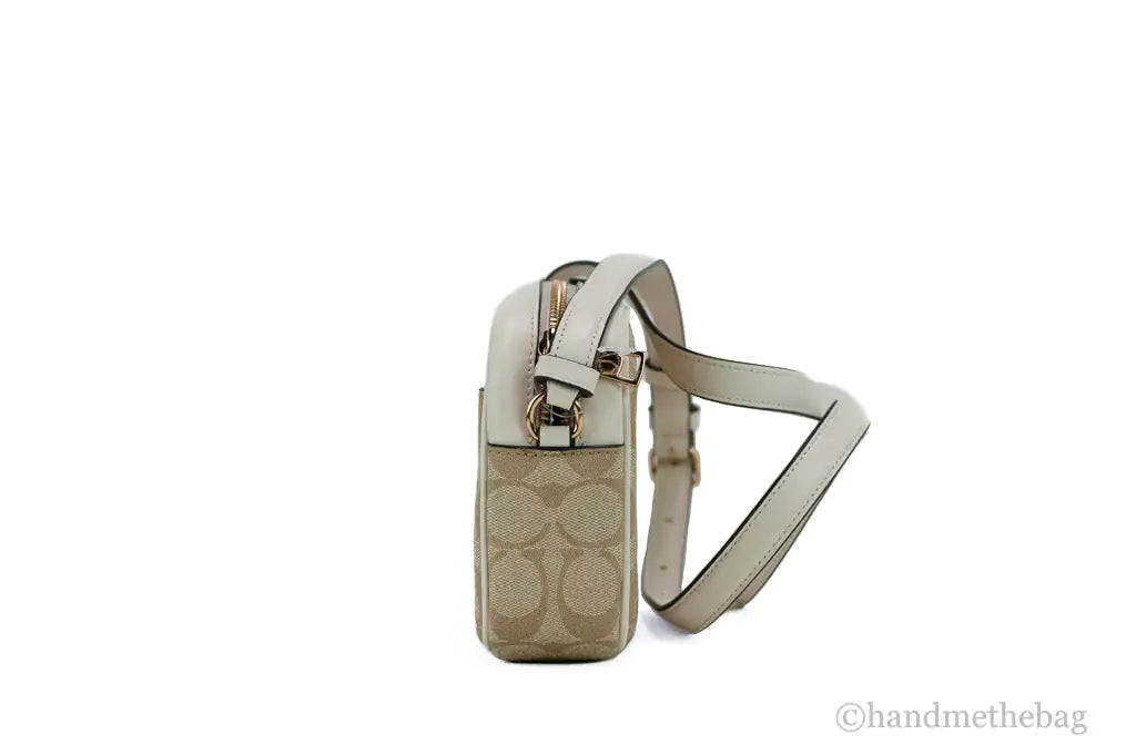Coach (C9926) Jamie Mini Khaki Chalk Coated Canvas Camera Crossbody Handbag