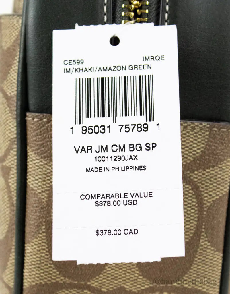 Coach Jamie Medium Varsity Signature Amazon Green Camera Crossbody