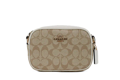 Coach (C9926) Jamie Mini Khaki Chalk Coated Canvas Camera Crossbody Handbag