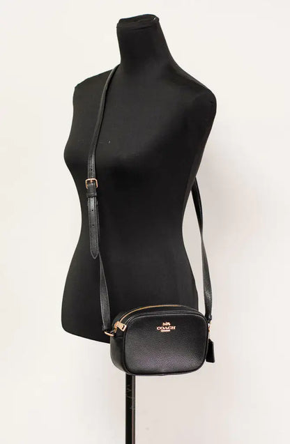 Coach (CA069) Jamie Mini Black Pebbled Leather Camera Crossbody Handbag
