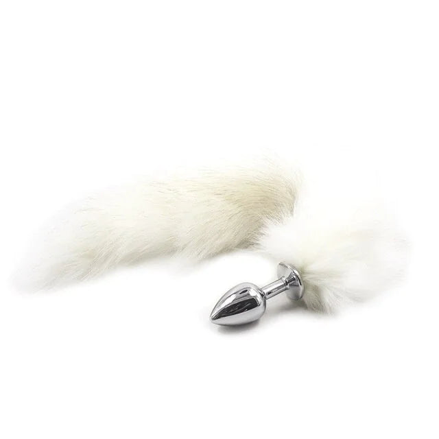 False Fox Tail With Metal Anal-Butt Plug Buttplug Cosplay Game Toy Games Romance