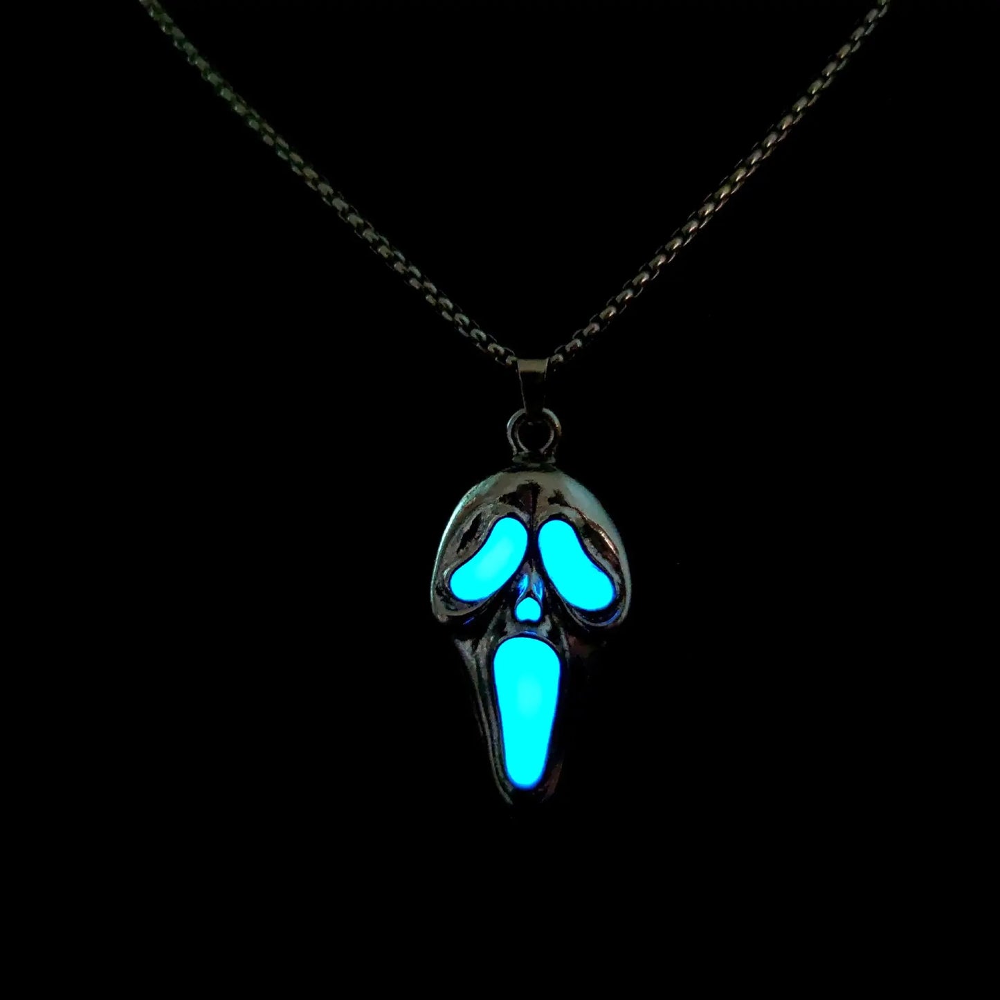 Vintage Glow In The Dark Skull Necklace