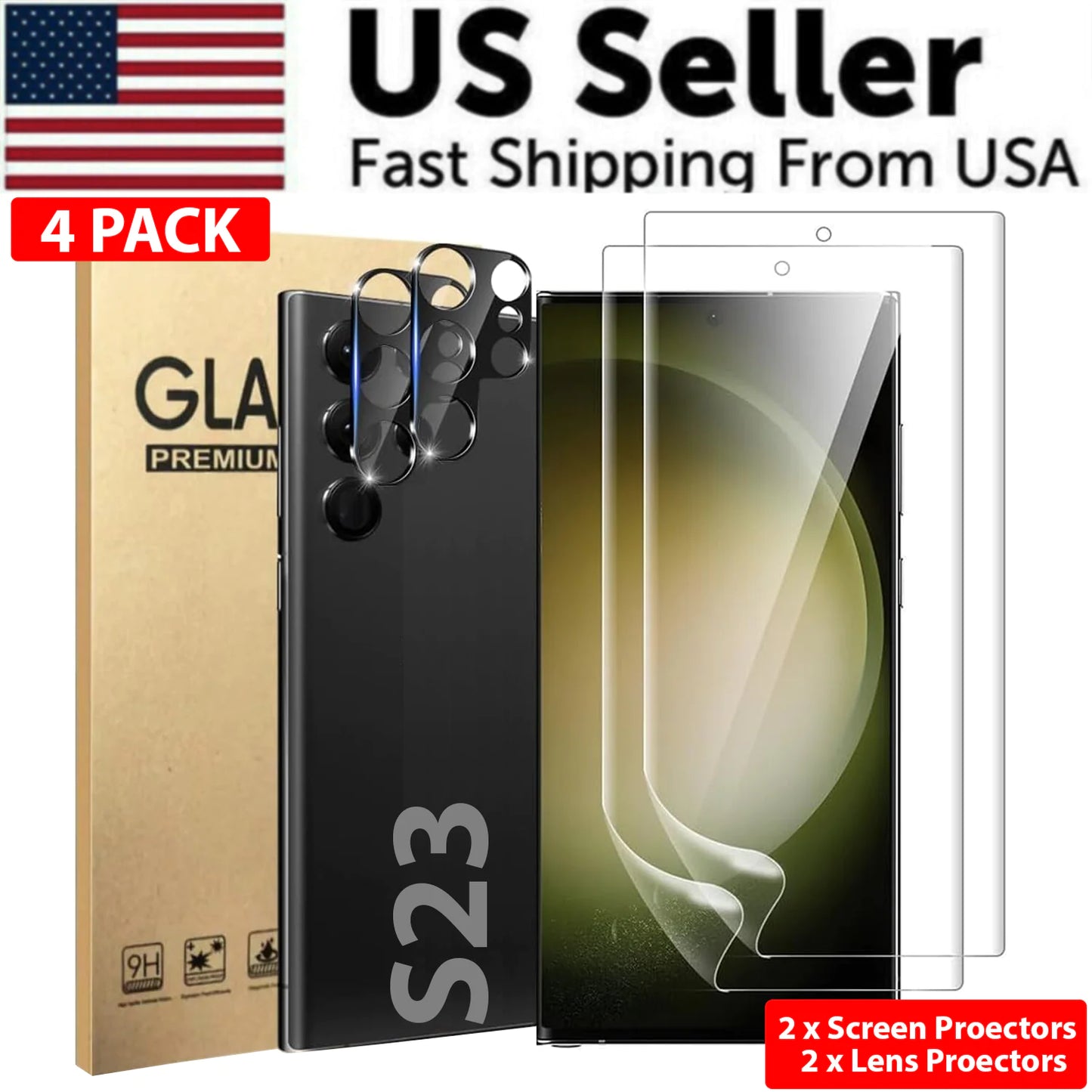 Tempered Glass Screen Protector Lens Hydrogel For Samsung S23 S22 Ultra Plus USA