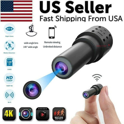 WiFi Wireless Spy 4K Mini Camera Pinhole DIY Hidden HD Screw IP DVR Nanny Cam