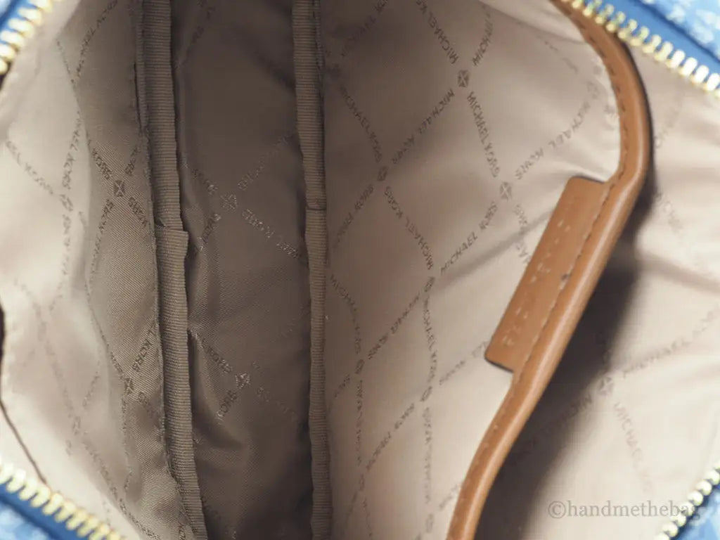 Michael Kors Jet Set East West Denim Signature Zip Chain Crossbody Bag Purse