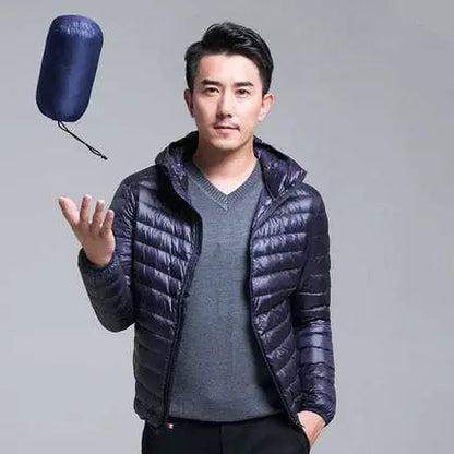 Men&#39;s All-Season Ultra Lightweight Packable Down Jacket Water and Wind-Resistant Breathable Coat Big Size Men Hoodies Jackets