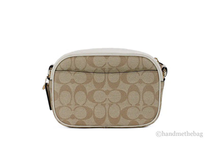 Coach (C9926) Jamie Mini Khaki Chalk Coated Canvas Camera Crossbody Handbag
