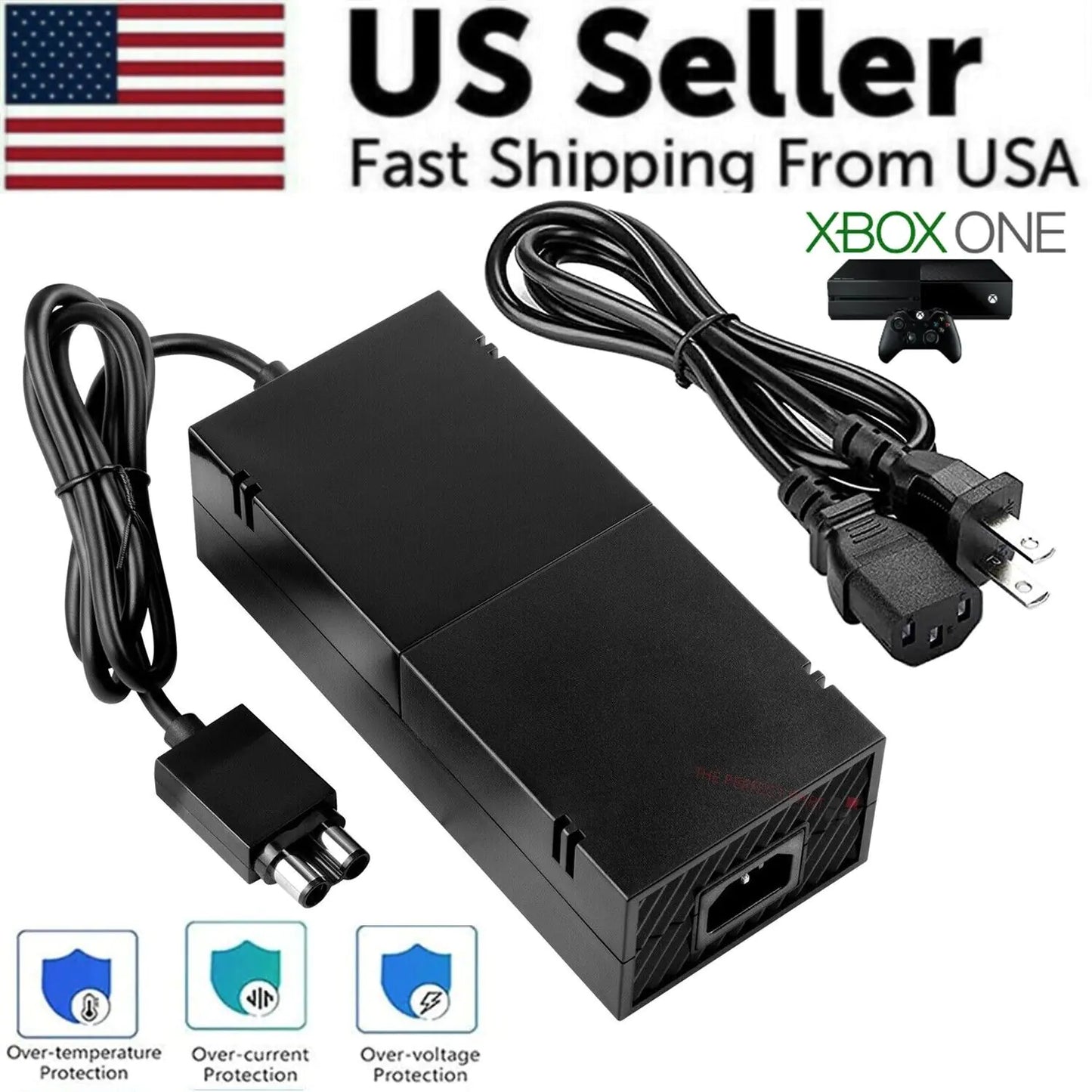 For Microsoft XBOX ONE Console AC Adapter Brick Charger Power Supply Cord Cable