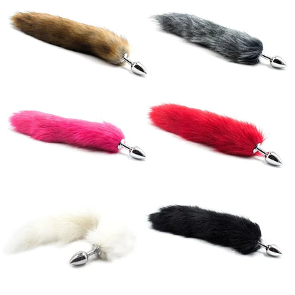 False Fox Tail With Metal Anal-Butt Plug Buttplug Cosplay Game Toy Games Romance