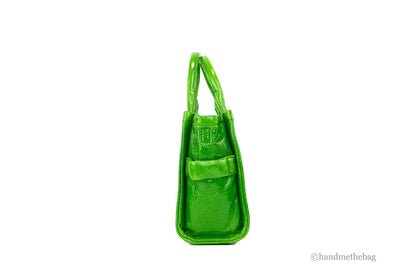 Marc Jacobs The Shiny Crinkle Mini Tote Fern Green Leather Crossbody Handbag Purse