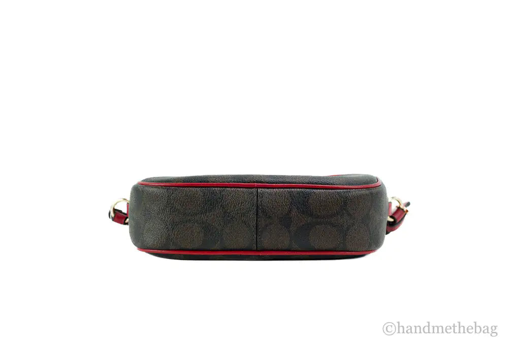 Coach Jamie Mini Brown Red Coated Canvas Camera Crossbody Handbag
