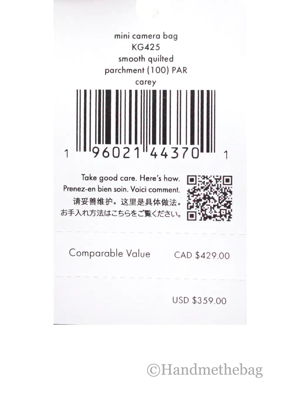 Kate Spade Carey Mini Parchment Quilted Camera Crossbody Bag