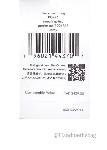 Kate Spade Carey Mini Parchment Quilted Camera Crossbody Bag