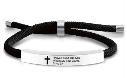 Stainless Steel Scripture Cross Bracelet