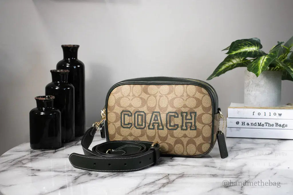 Coach Jamie Medium Varsity Signature Amazon Green Camera Crossbody