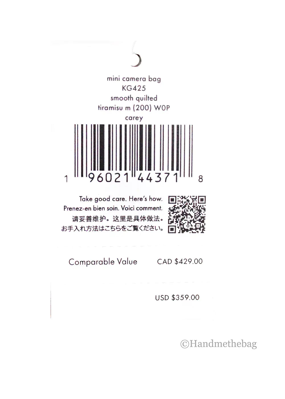 Kate Spade Carey Mini Tiramisu Quilted Camera Crossbody Bag