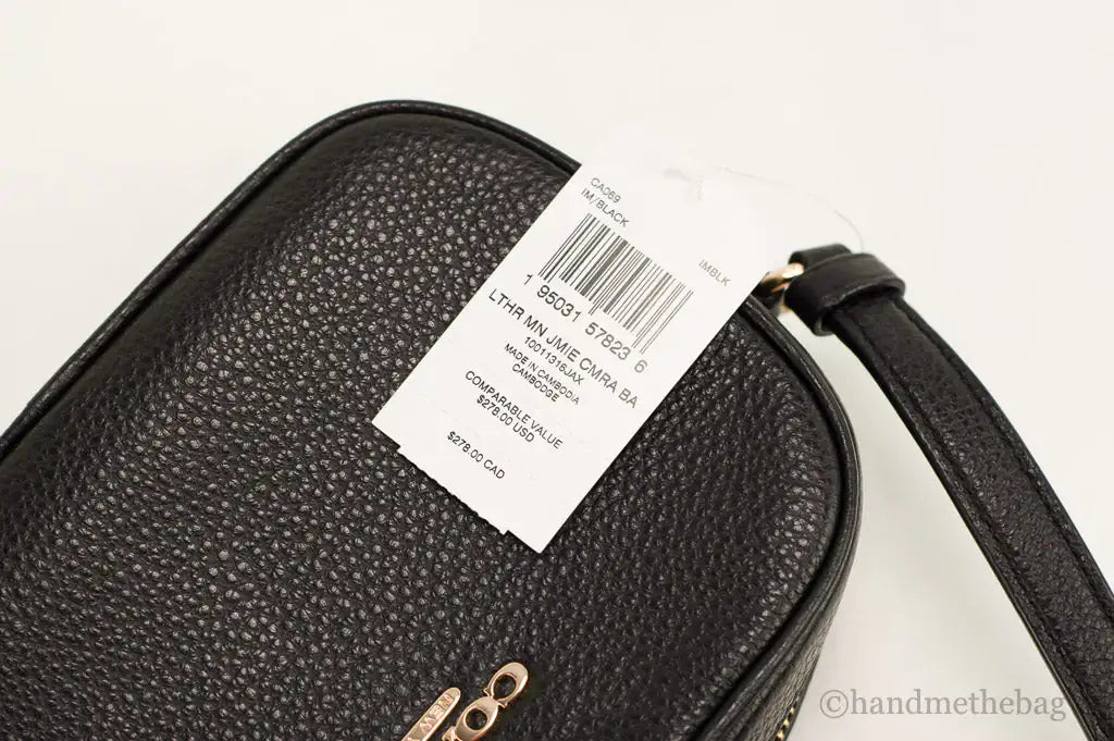 Coach (CA069) Jamie Mini Black Pebbled Leather Camera Crossbody Handbag