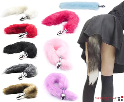 False Fox Tail With Metal Anal-Butt Plug Buttplug Cosplay Game Toy Games Romance