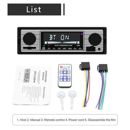 Bluetooth Vintage Car FM Radio MP3 Player USB Classic Stereo Audio Receiver AUX