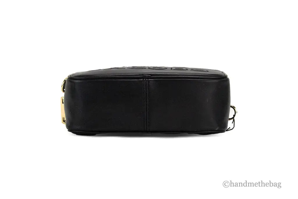 Marc Jacobs Flash Black Smooth Leather Logo Embossed Camera Crossbody Handbag