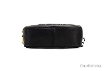 Marc Jacobs Flash Black Smooth Leather Logo Embossed Camera Crossbody Handbag