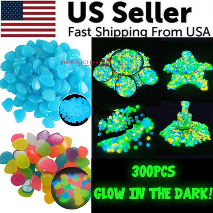 300PCS Glow in The Dark Pebbles Garden Glowing Rocks Fish Tank Luminous Stones