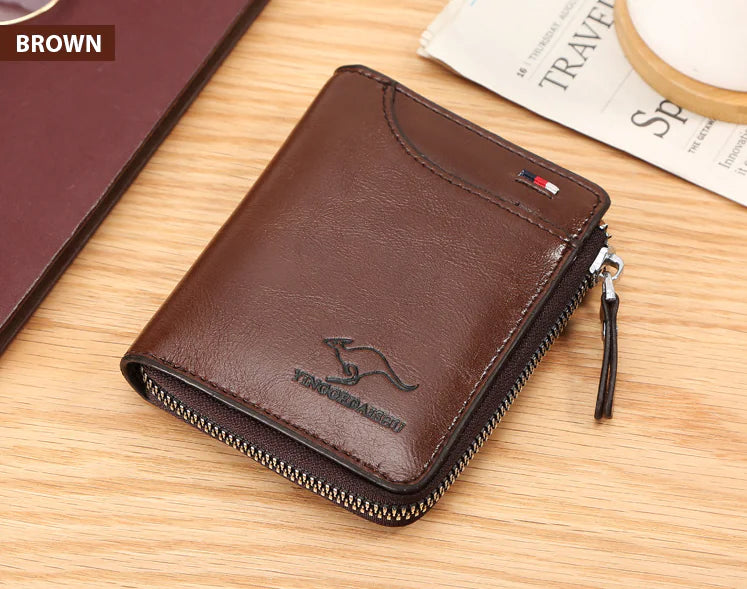 Mens RFID Blocking Leather Wallet Credit Card ID Holder Zipper Purse Waterproof